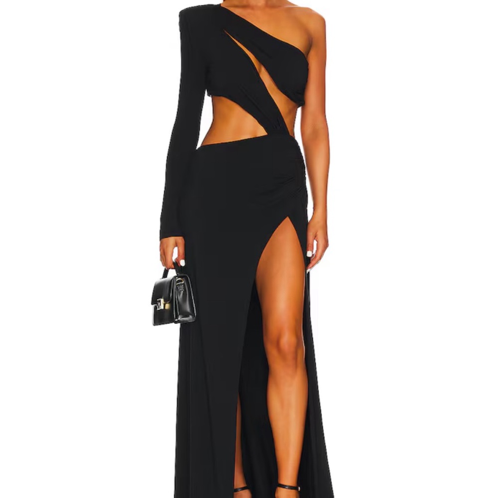 NBD Black One-Shoulder Cutout Dress